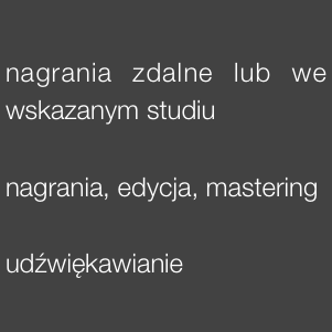 

nagrania zdalne lub we wskazanym studiu

nagrania, edycja, mastering

udźwiękawianie




